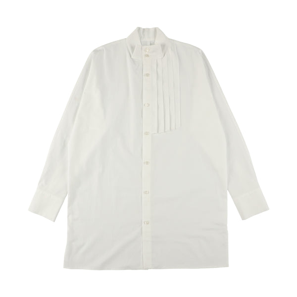 Pleated Collar White Shirt